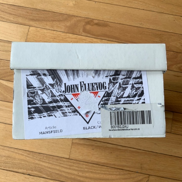 John Fluevog Mansfield Black White & Blue Leather Shoe Size 9 worn once indoors - Picture 13 of 15